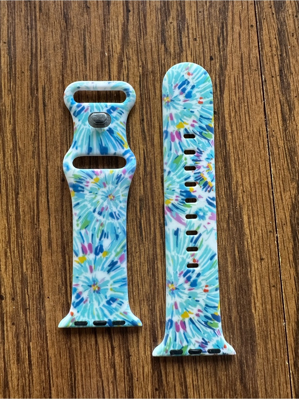 Apple Silicone Watch Band in Light Blue Floral Tie-Dye